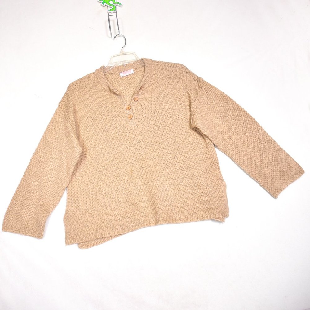 C+D+M Sweater Women's 3 Button Oatmeal Size XL
